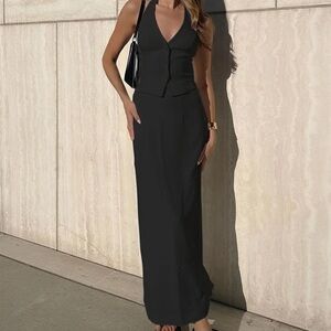 NWT Commense Tie Up Halter & Split Maxi Skirt Set